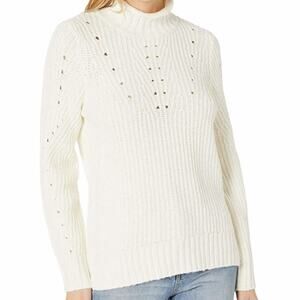 Kensie Sweater‎ Size Small Pointelle Knit Turtleneck Pullover in Vanilla Cozy